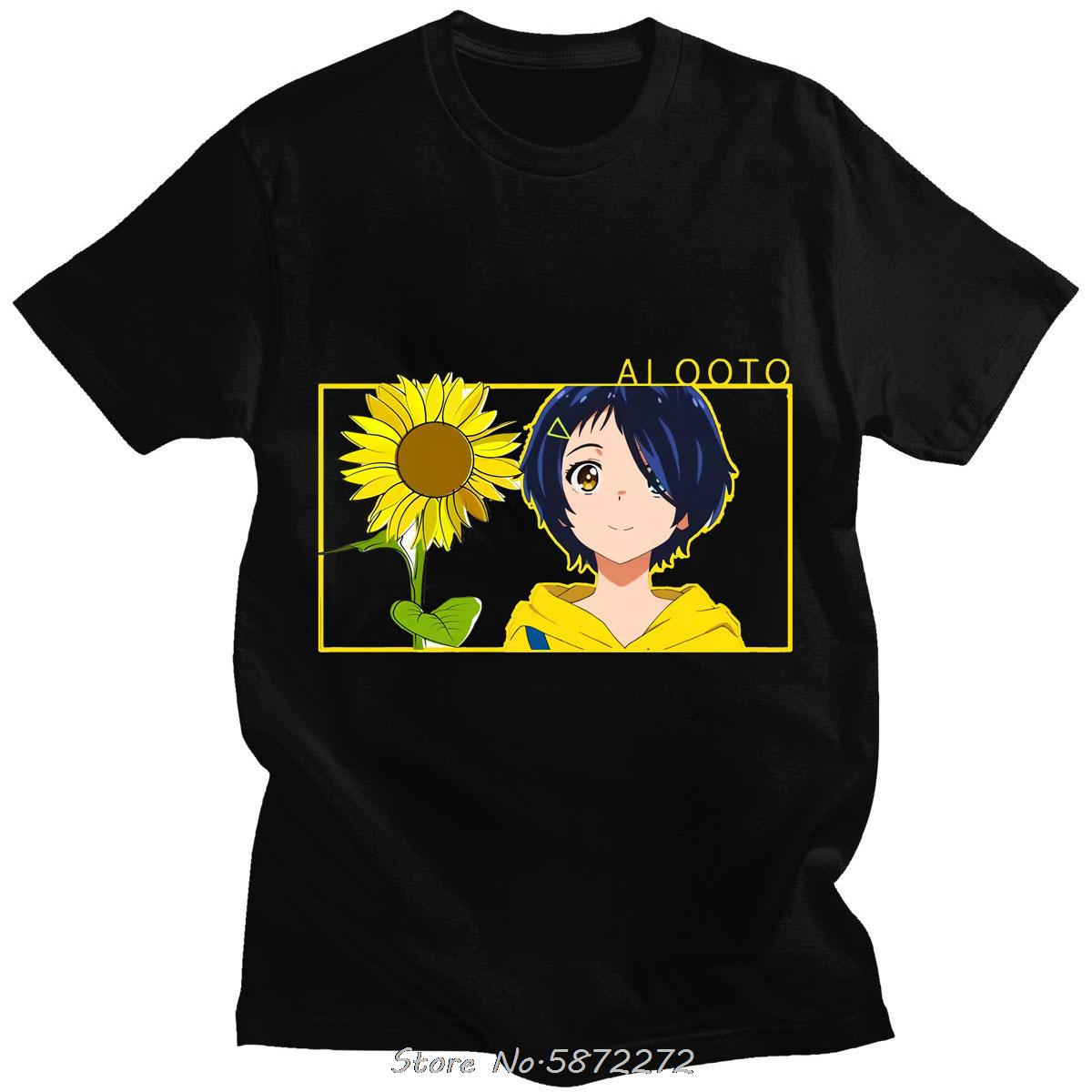 

Wonder Egg Priority Ai T-shirt Aesthetic Sun Flower Pocket Same Paragraph Casual Loose Tshirt Anime Carton Cute Print T Shirt... S разноцветный