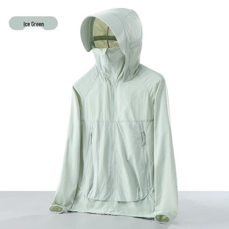 Unisex UPF50+ UV Protection Ice Silk Windbreaker with Large Brim