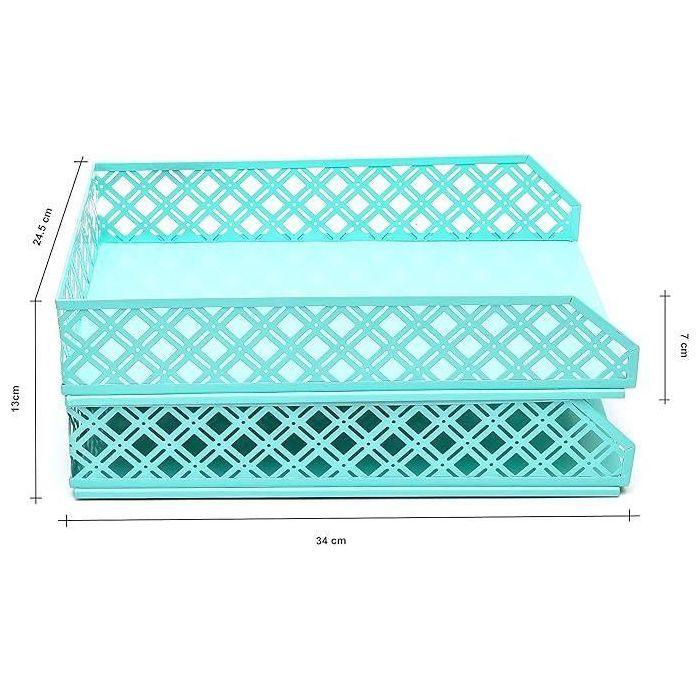 Organisateur De Bureau - EXERZ - Bacs À Lettres - 2 Pièces - Métal Maillé - Antidérapants