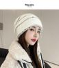 Women's Rabbit Fur Slouchy Hat with Ear Protection - Knitted Jumper Yarn, Plus Velvet, Autumn/Winter Style for Outdoor Warmth