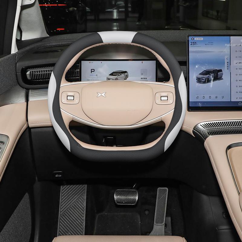 Non-Slip, Odorless Leather Steering Wheel Cover for XPeng X9 - Tailored Interior Modification, Hand-Sewn for a Perfect Fit Across 25 Models.