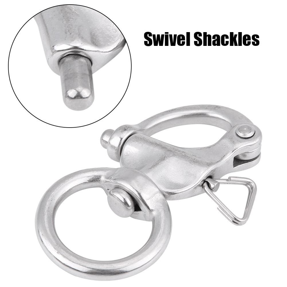 2Pcs Snap Shackle Stainless Steel 316 Buckle Brace Ring Useful Tool Round Ring Shackle 76mm