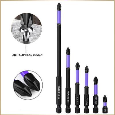 6/12 Stück Magnetische Schraubendreherbits Rutschfest Schlagfest Torsion Rutschfester Bit Sechskantschaft Legierter Stahlbit Geeignet Elektrowerkzeuge