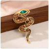 Zircon Rhinestone Animal Collar Pins Zinc Zinc Alloy Metal Snake Lapel Pin Zodiac Snake Brooch  Jewelry Gifts