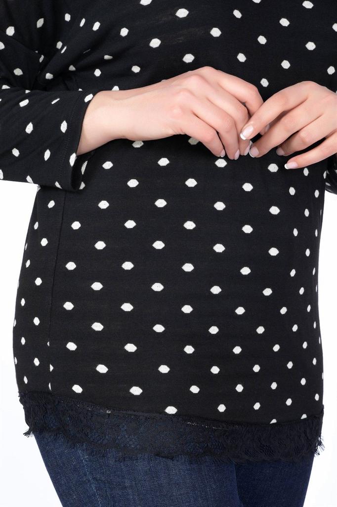 Damen-T-Shirt mit Bluse aus gekämmter Baumwolle in großen Größen und Spitzenrock