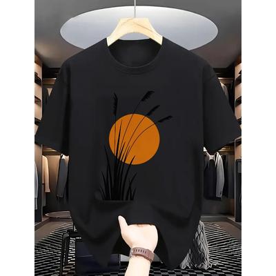 Taglie Europee T-shirt Estiva a Maniche Corte da Uomo con Stampa Lettera '' Adatta per Abbigliamento Casual - Girocollo - Maglietta Base Casual da Uomo