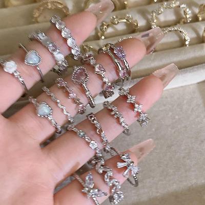 Elegant Zircon Adjustable Open Ring for Women - Chic Personality Jewelry