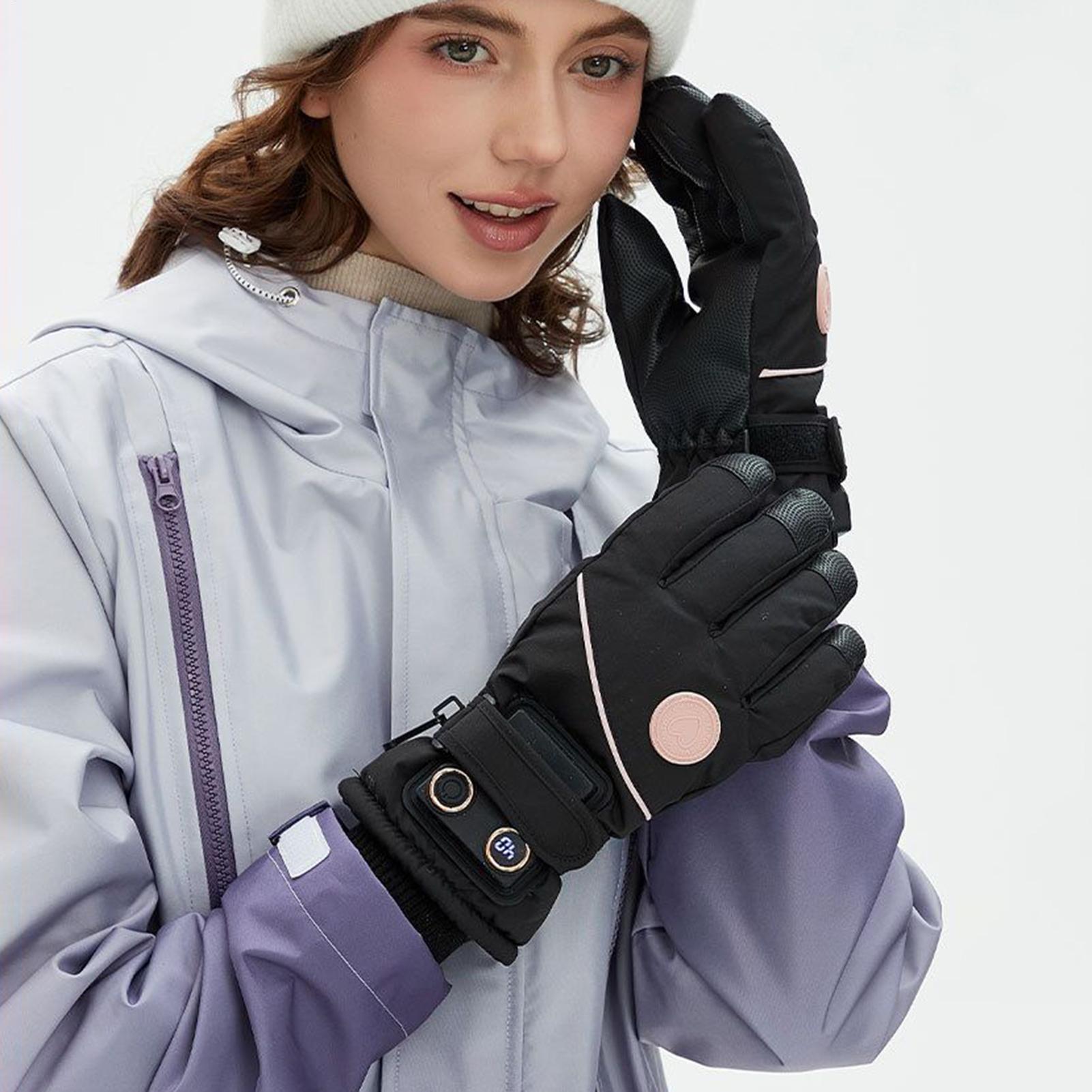 Heated Motorcycle Gloves 3 Levels Touchscreen Electric Rechargeable Skiing Equipment Hand Warming Gloves For Cycling bianco