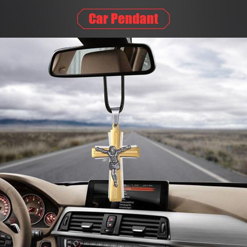 Trendsmax Men's Jesus Cross Pendant Stainless Steel Charms Gold Silver Color Male Fashion Jewelry KPP3