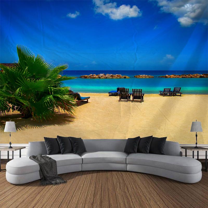 Beach Sunset Scenery Tapestry Wall Hanging Bohemian Calico Tapestry Home Wall Decor Bedroom Decor