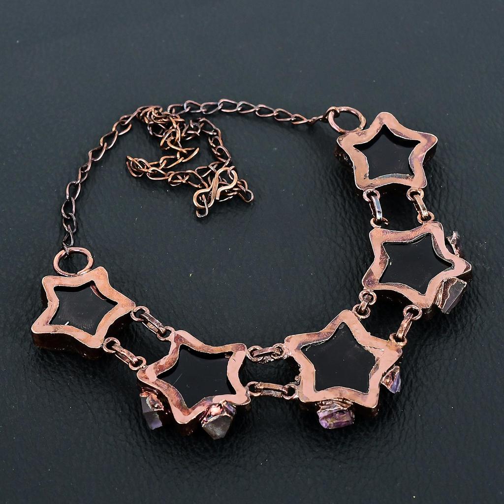 Amethyst Halskette Schmuck, Handgefertigte Schöne Halskette Schmuck Kupfer Galvanisch geformt, Verstellbarer Edelstein Schmuck Für Sie
