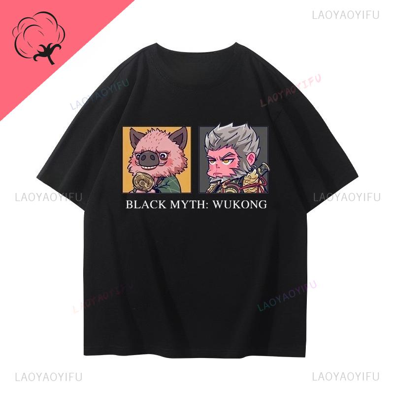 Black Myth WuKong Tshirt Gamer Cotton Crewneck Unique Harajuku Hot Sale Fashion Funny Short Sleeve Printed Goth Y2k Clothes