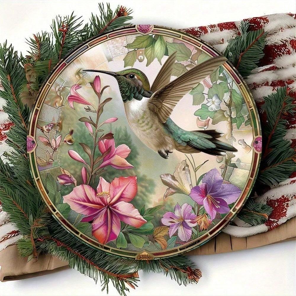 Vintage Hummingbird Tin Sign 8x8 Inch Retro Metal Wall Art For Home Cafe Decor