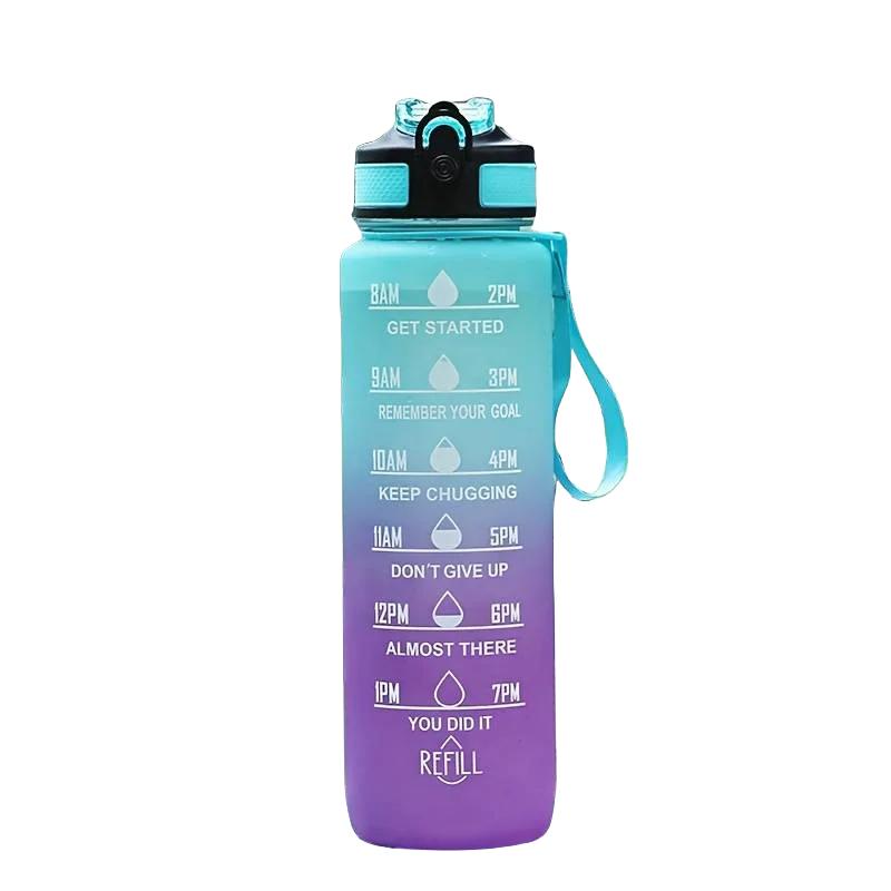 Gradient Color 1000mL Large Capacity Outdoor Sports Plastic Cup, Bouncing Suction Nozzle, Space Cup