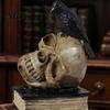 Statua Unica Corvo su Teschio Regalo Statua Testa di Halloween, Scultura Gotica e da Libro, Teschi Decorativi in Resina per Casa Centrotavola Festa Spettrale