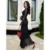 Fashionable and Elegant 2026 New Women's Dress with Mesh Jacquard Square Neck and Irregular Hem, Sexy Slim Fit Dress