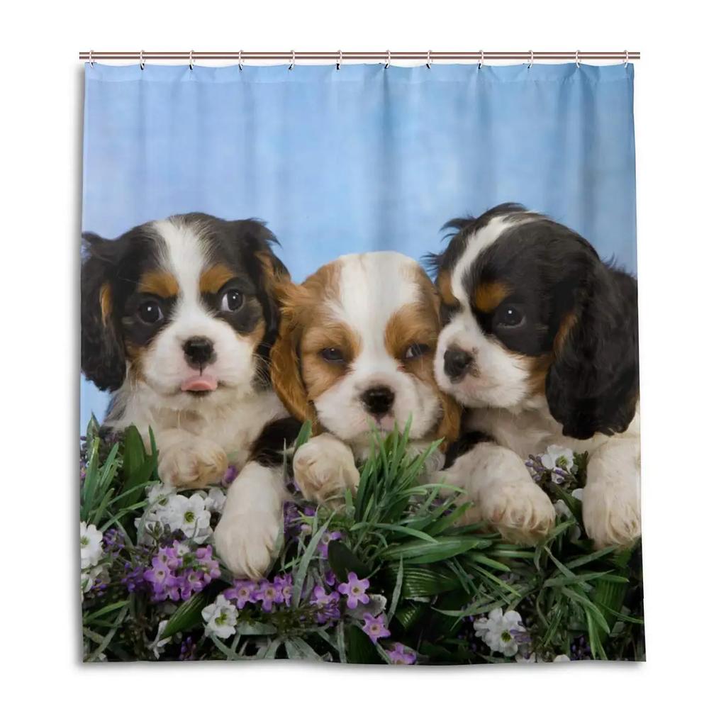 Cavalier King Charles Spaniel Hunde Duschvorhang Wasserdicht Polyester Stoff Badezimmer Duschvorhänge Badezimmer Dekoration Mit Haken
