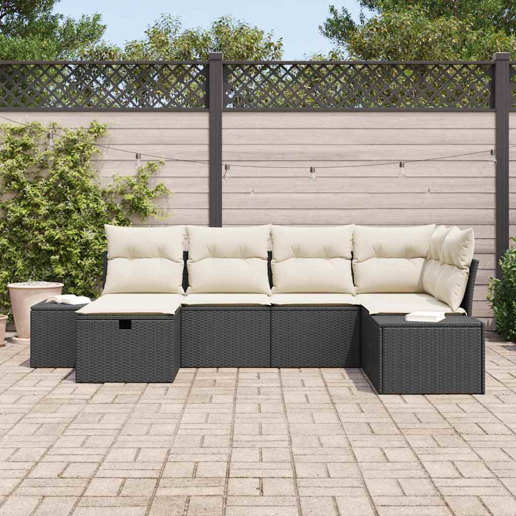 7 Piece Sofa Set with Cushions Poly Rattan