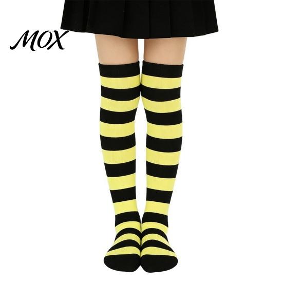 Comic-Ausstellung Outfit Accessoires Gestreifte Oberschenkelhohe Socken für Damen Mädchen, Über dem Knie Strümpfe, Mode Festlich Winter Strumpfwaren Weich Dehnbar