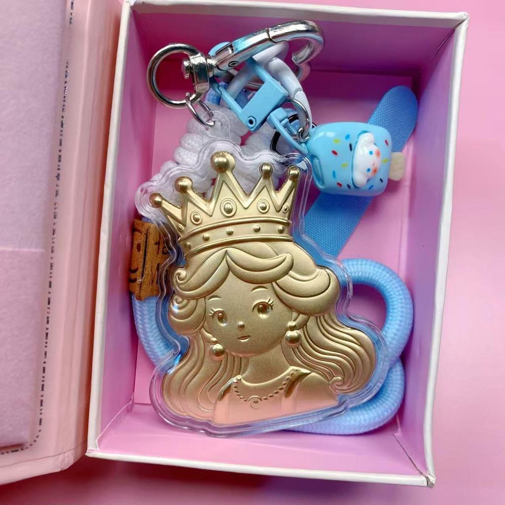 Queen's Crown 999 Pure Gold Keychain: Elegant Car, Phone, & Bag Charm Gift