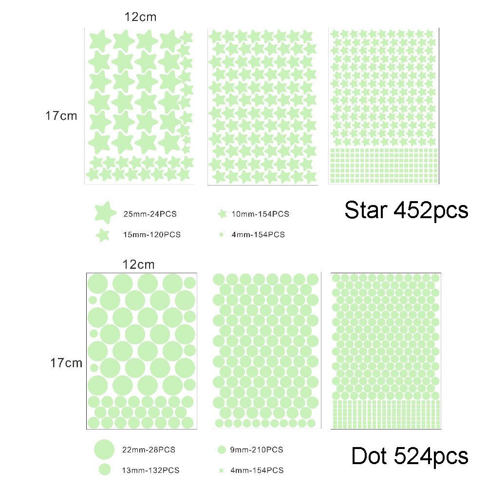 1Set 3D Bubble Stars Moon Dots Self-adhesive Luminous Wall Sticker Kids Bedroom DIY Decal Glow In Dark Fluorescent Decoration