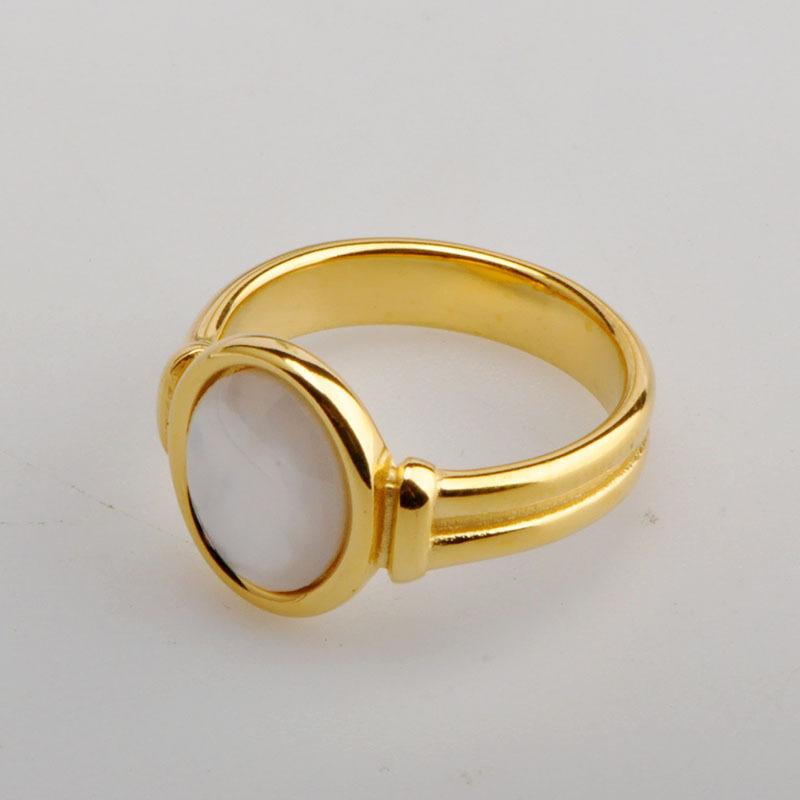 Elegant Fashion Signet Ring Gold Plated Stainless Steel Jewelry Rings 316l Round Shape Shell Band Ring