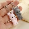 3D Cartoon Beflocktes Kaninchen Schlüsselanhänger Damen Herren Autoschlüssel Rucksack Dekoration Kawaii Tier Schmuck Kinder Mädchen Spielzeug Geschenke