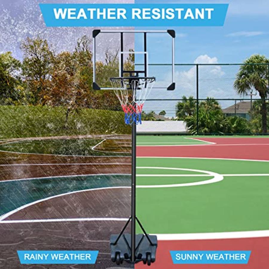 Portable Adjustable Basketball Hoop System with 32Inch Shatterproof Backboard and Wheels for Indoor Outdoor Use Suitable for Yo
