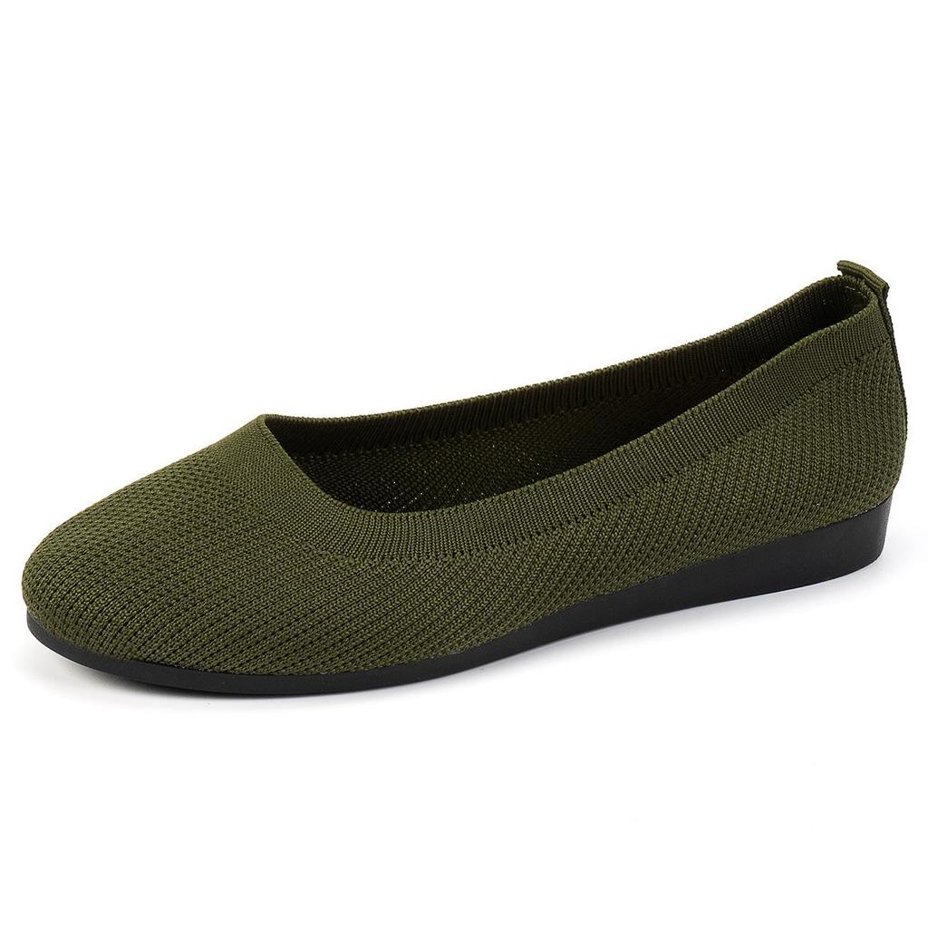 Women's Casual Round Toe Slip-On Knit Flats: New Color, Breathable, Hollow Design