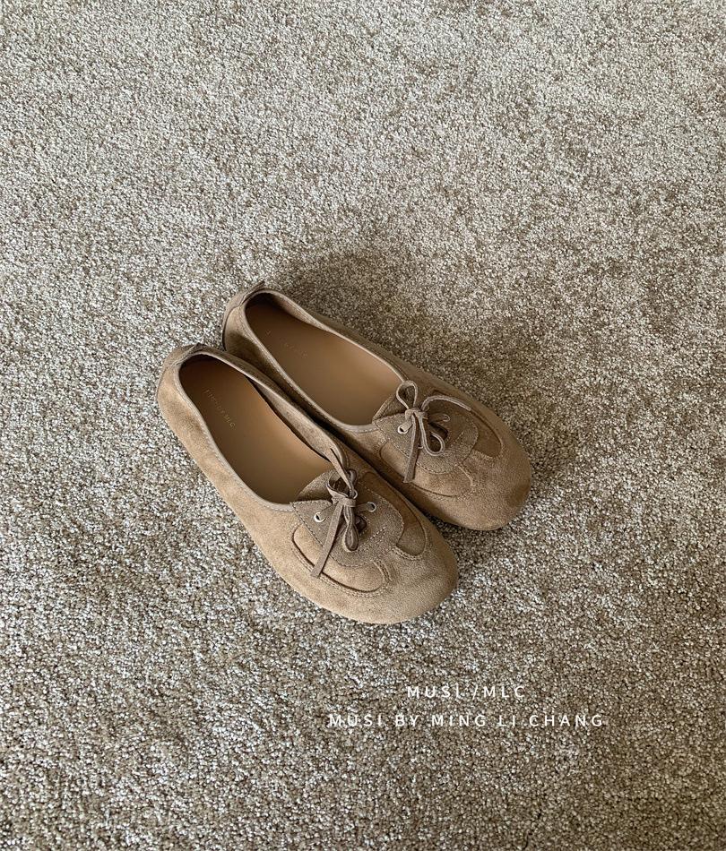 

Women s shoes spring and autumn retro round head lace-up pattern comfortable ship flat-bottomed loafers 39 абрикосовий