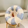 Youngsters' Vintage Striped Swimming Ring with Handles - Durable Thick PVC, Blue & Pink