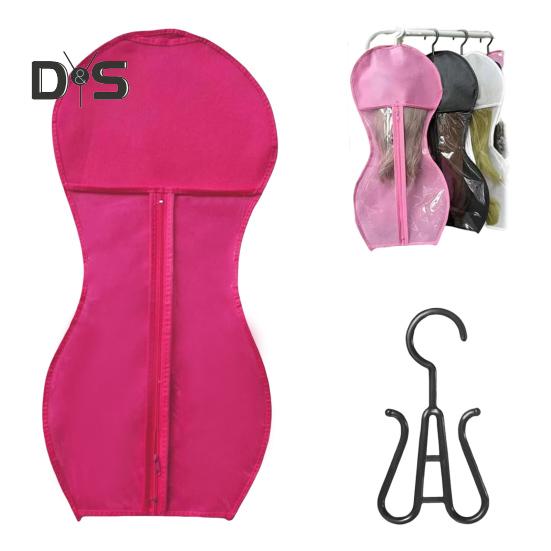 Non-woven Fabric Wig Storage Bag with Hanger Hair Extension Accessories Holder Portable Travel Dust-proof Zipper Wig Organizer Pouch