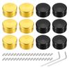 Uxcell 12pcs Foot Switch Toppers Guitar Pedal Button Caps Metal Foot Switch Top Covers Inch for Guitar Effect Pedal Black and Gold 3/8 Buttons,