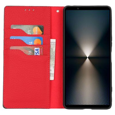 For Sony Xperia 1 VI Case Genuine Cow Leather Litchi Texture Flip Phone Cover