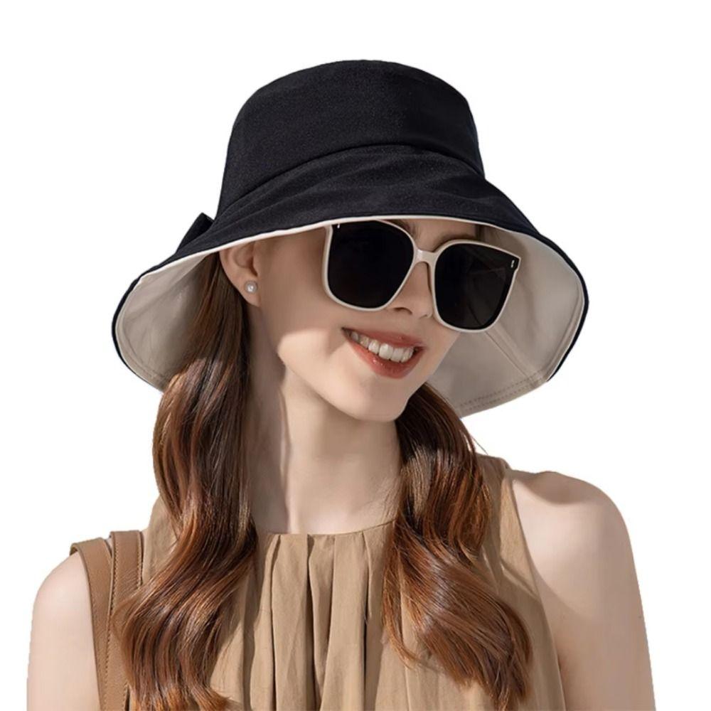 Foldable Bow Fisherman Hat UV Protection Summer Wide Brim Sunhat Sun Protection Hats Vacation
