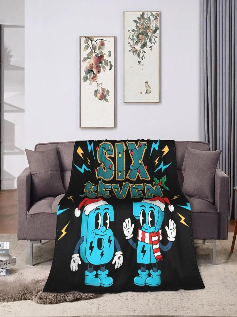 Six Seven Santa Christmas Funny Italian Brainrot Meme Plush Blanket for Kids Soft Throw Blanket Bedroom Bedspread Design