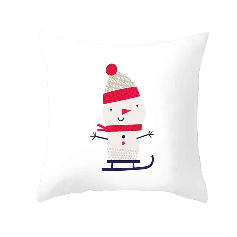 Christmas Peach Skin Pillow Cover Nordic Sofa Cushion Cover Cartoon Print Pillow Cover