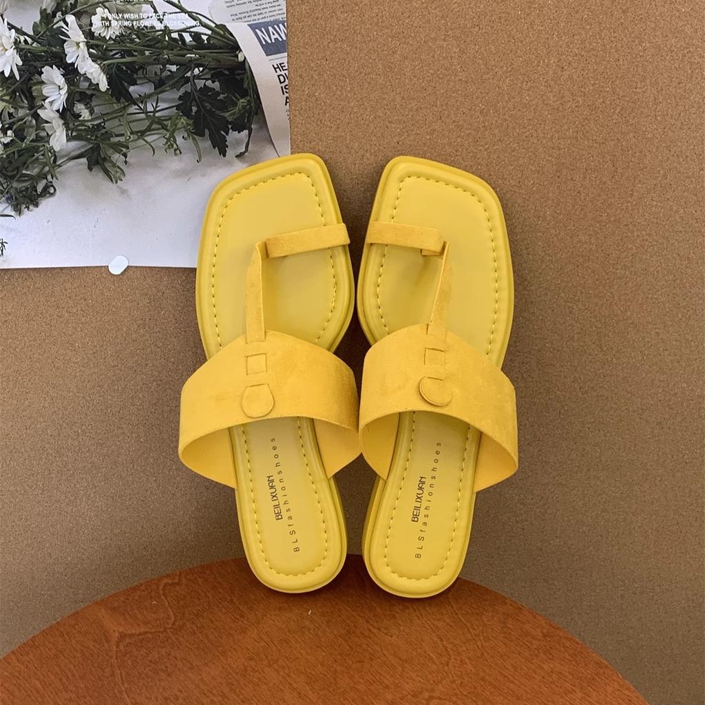 Toe slippers female summer wear new French gentle fairy wind toe sandals seaside vacation flat beach shoes