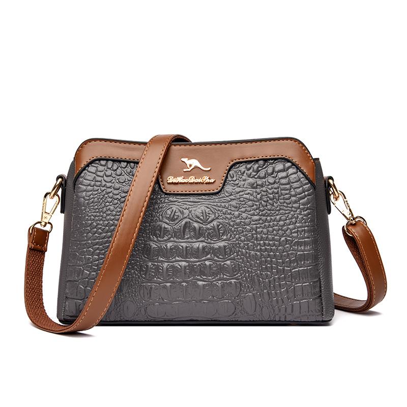 Geantă de umăr din piele de crocodil pentru femei, geantă mică de tip messenger