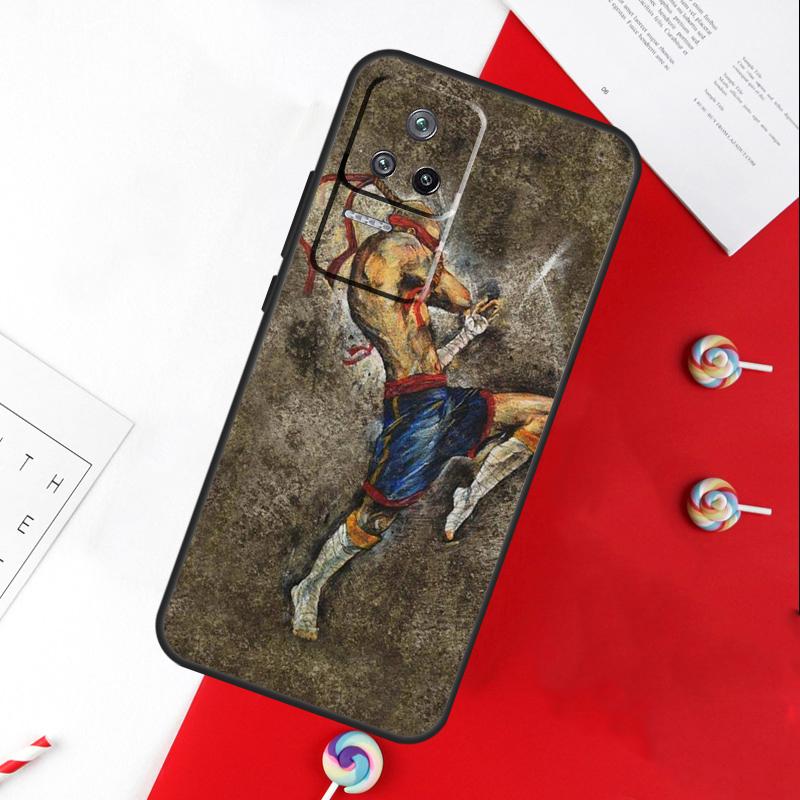 Muay Thai Kickboxing Fight Cover For Xiaomi 14 Ultra 15 13 11T 12T 13T 14T Pro POCO X7 Pro X3 X5 X6 M6 F5 F6 Pro Case