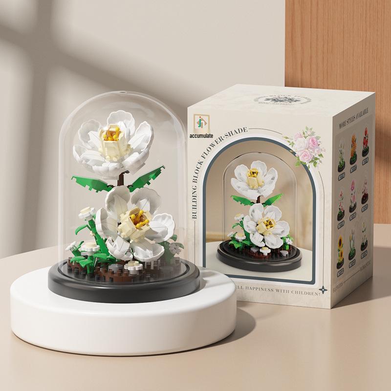 Lego-kompatible Bausteine Blumentopf & Bonsai Rosen Set, Bauspielzeug Geschenk für Mädchen