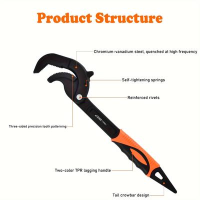 10In&14In Multi-function Wrench, Universal Wrench, Adjustable Wrench, Pipe Wrench, Live Pipe Wrench, Plumber Wrench (10 Inch&14Inch)