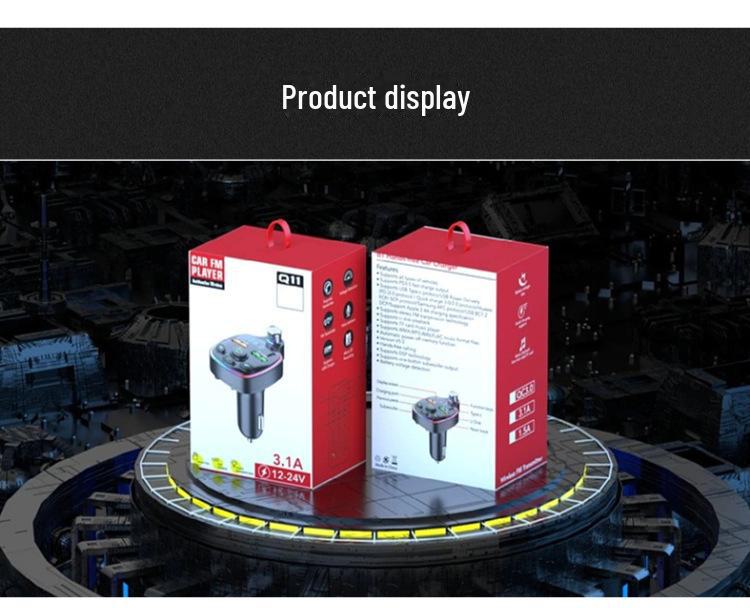 Nabíječka do auta Q11: Bluetooth MP3 přehrávač s atmosférickým světlem, dvojitým rychlonabíjením PD a adaptérem do zapalovače cigaret
