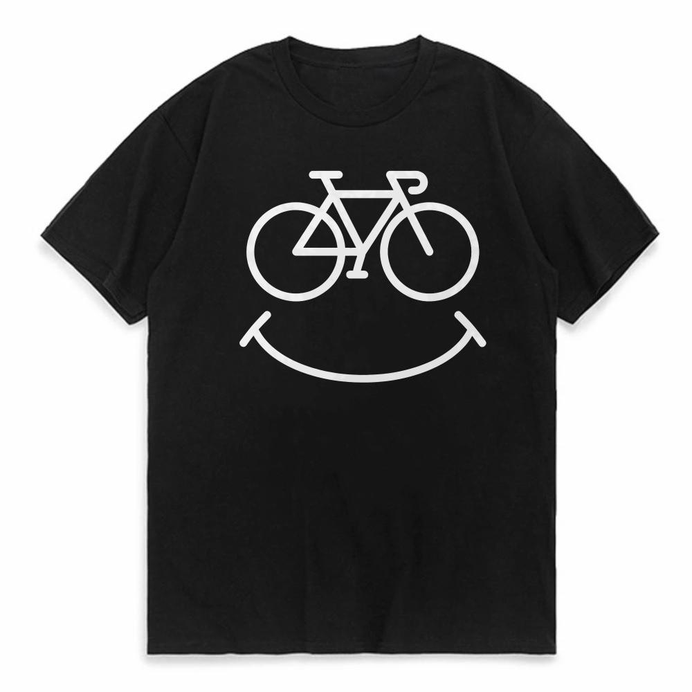 Bike Smile Print TShirt Casual Short sleeved Tops Summer Tees For Men Women Cotton Oneck Oversize Streetwear Basic Top 4XL