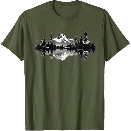 Mountain Landscape Reflection Forest Trees Outdoor Wildlife T-Shirt