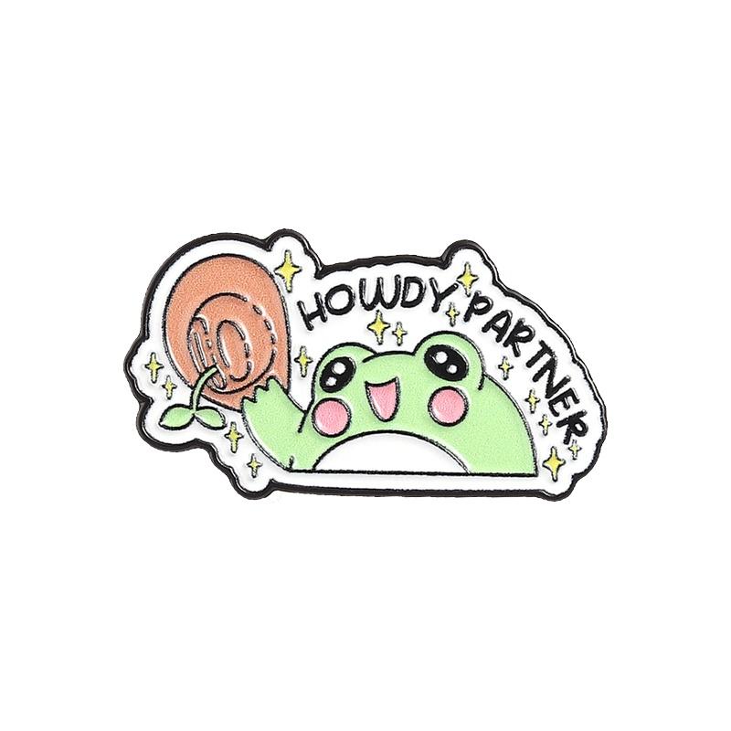 

Funny Cowboys Western Animal Enamel Pins Howay Pardner Crody Meowdy Humor Cat Frog Brooch Lapel Badge Jewelry Gifts for Friends