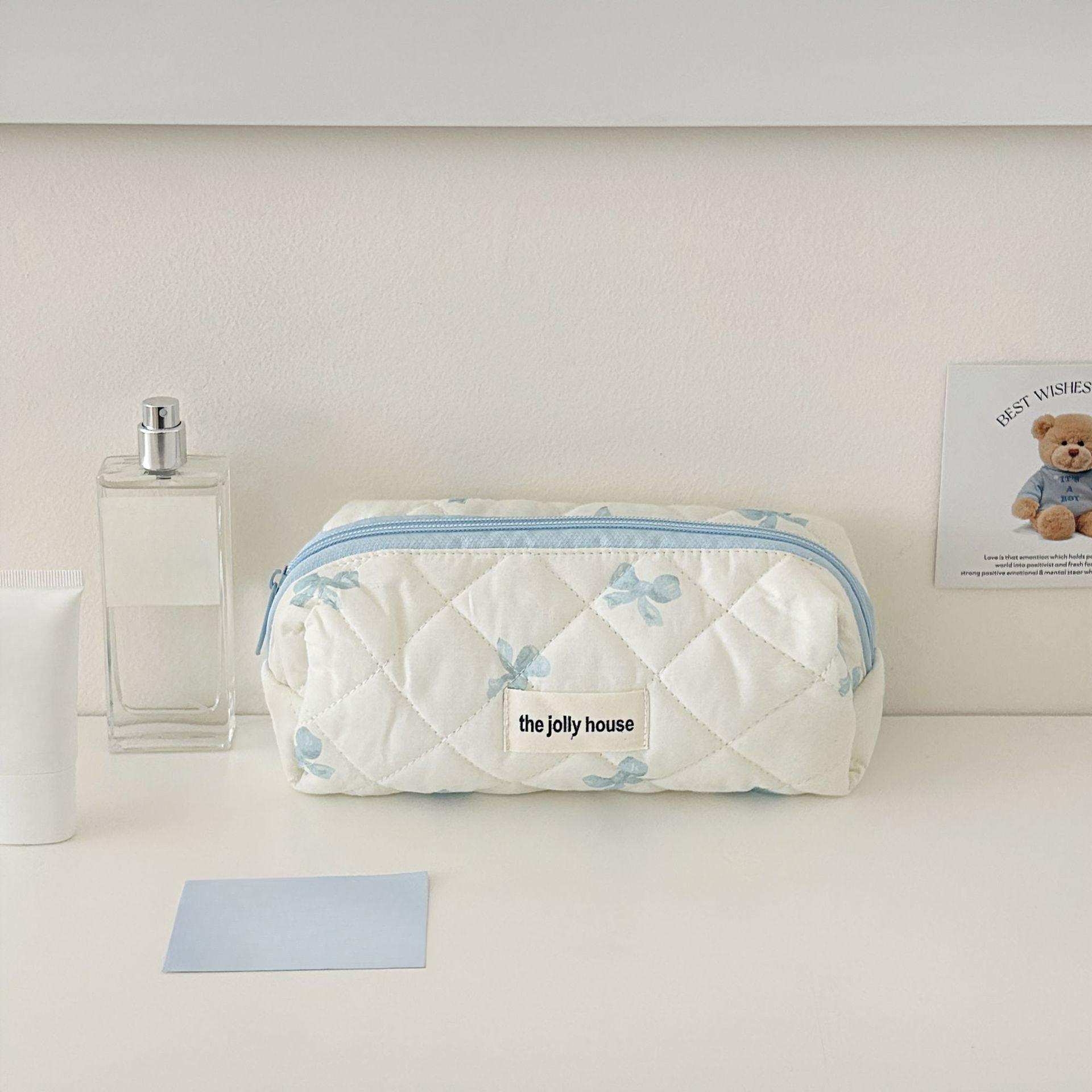 

Женская косметичка с бантом и принтом, большая вместимость, портативный косметичка для путешествий, сумка для хранения косметики