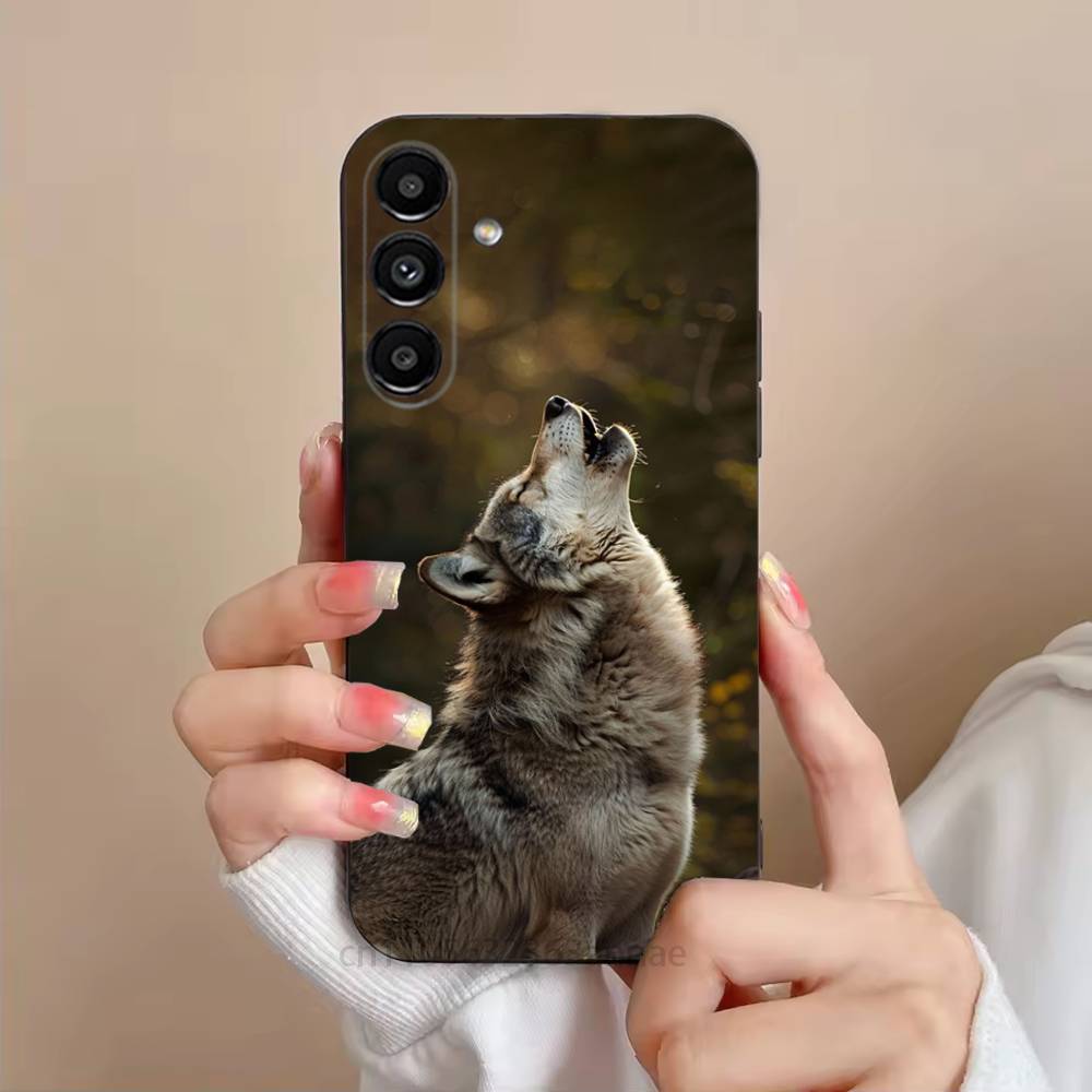 Wolf Phone Case For Samsung S25,24,21,22,23,S30,Ultra,S20,Plus,Fe,Lite,Note,S10,S9,Black Soft Shell