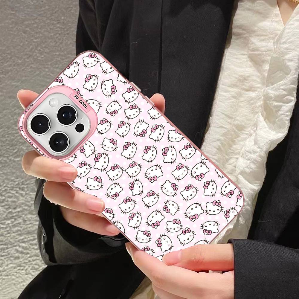 

H-Hello Kitty Phone Case For IPhone 17 16 15 14 13 12 11 Pro Max Plus Pro Colorful Shell iPhone 12pro max