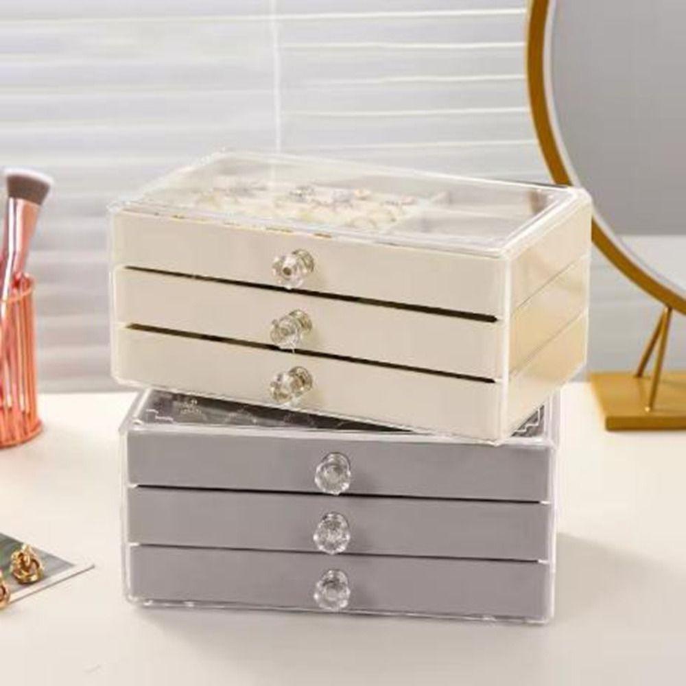 Dustproof Flannel Jewelry Storage Box Stackable Drawer Jewelry Box  for Home